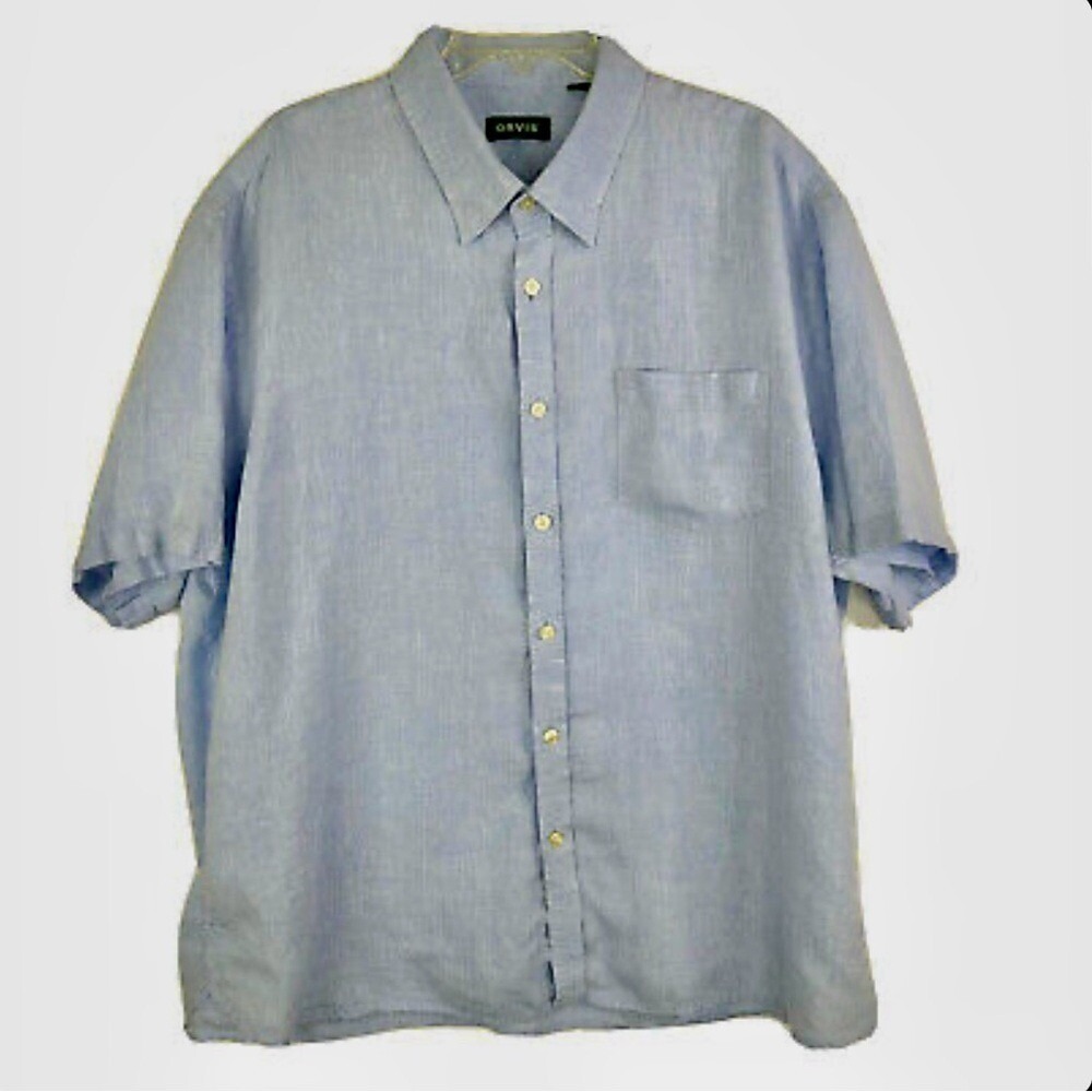 Men's Orvis Light Blue Cotton Shirt Size 2XL